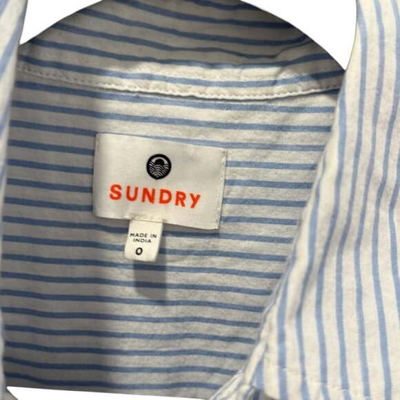 Sundry Womens Striped Button-Up Shirt With Cherry Embroidery & Tie Front Size 0 - Picture 3 of 5